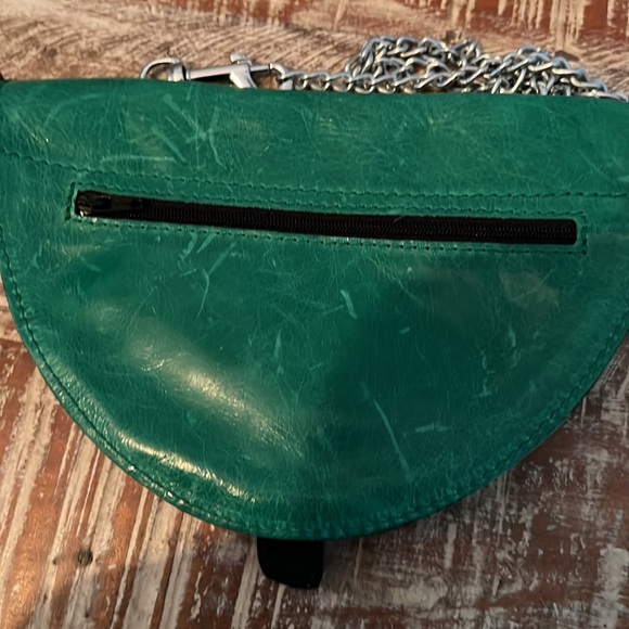 Green leather crossbody small purse - Picture 3 of 3